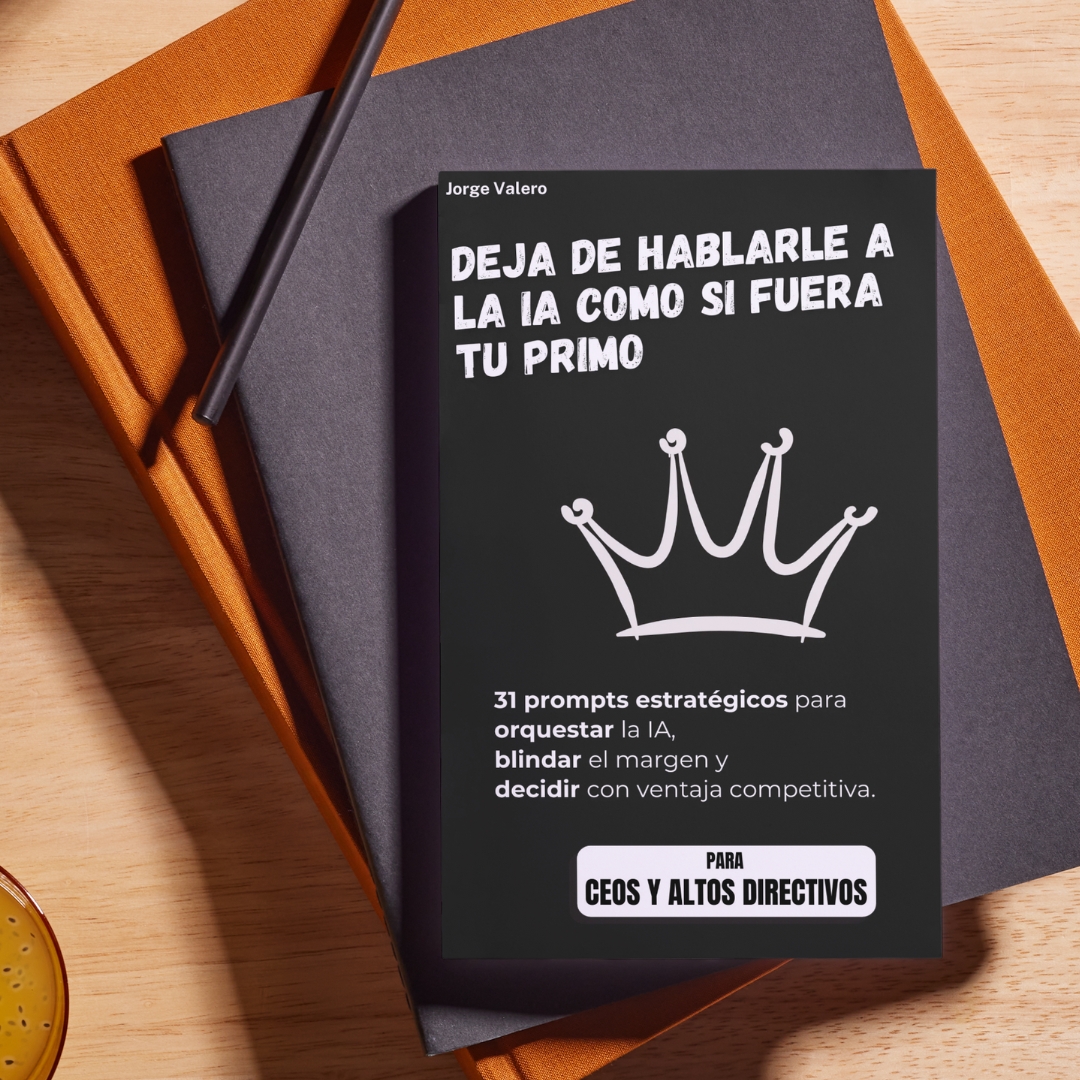 Mockup original del libro de IA para CEOs y directivos sobre una mesa de trabajo